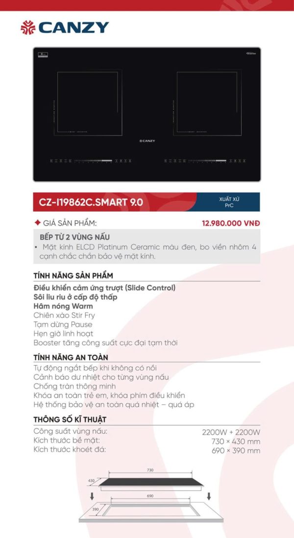 Bếp Từ Đôi Canzy CZ I19862C Smart 9.0